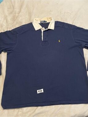 Ralph Lauren Men’s Navy Rugby Polo with White Collar